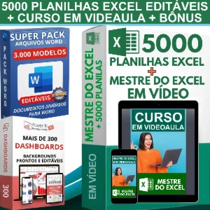 Curso Mestre do Excel + 5 Mil Planilhas Excel Editáveis - Cursos e Treinamentos