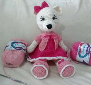 Amigurumi Ursa Rose Baby - Artesanato e Personalizados