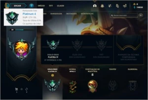 Conta platina 4 com 63% de Win rate, 2 skins e 21 champs - League of Legends LOL