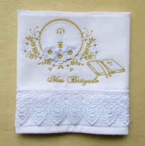 Toalha de Batizado Personalizada com Flores 3D - Artesanato e Personalizados