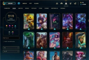Conta prata 2 com TODOS os champs e 219 Skins + 6 Vitoriosas - League of Legends LOL