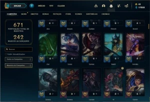 Conta prata 2 com TODOS os champs e 219 Skins + 6 Vitoriosas - League of Legends LOL