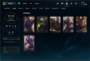 Conta prata 2 com TODOS os champs e 219 Skins + 6 Vitoriosas - League of Legends LOL