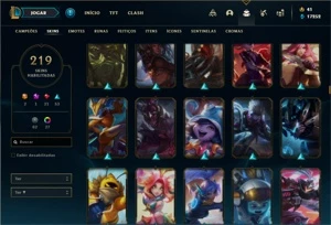 Conta prata 2 com TODOS os champs e 219 Skins + 6 Vitoriosas - League of Legends LOL