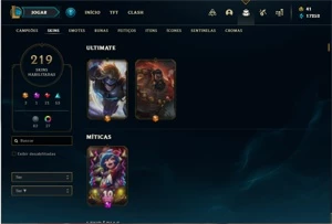 Conta prata 2 com TODOS os champs e 219 Skins + 6 Vitoriosas - League of Legends LOL