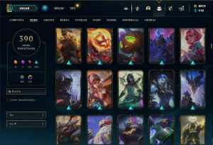 Conta ouro 4 com TODOS os champs e 390 Skins ( ADC / SUP ) - League of Legends LOL