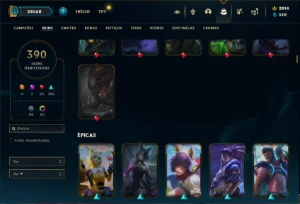 Conta ouro 4 com TODOS os champs e 390 Skins ( ADC / SUP ) - League of Legends LOL