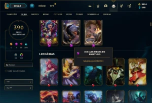 Conta ouro 4 com TODOS os champs e 390 Skins ( ADC / SUP ) - League of Legends LOL