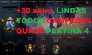 CONTA DE LOL OURO 1 (+30 SKINS LINDAS) - League of Legends
