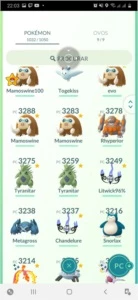 Pokemons acima 3000 de cp - Pokémon