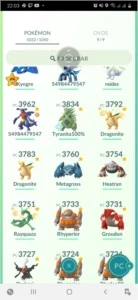 Pokemons acima 3000 de cp - Pokémon