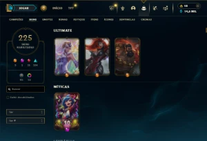 Esmeralda 4 com TODOS os champs e 225 Skins ( Nivel 516 ) - League of Legends LOL