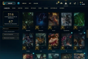 Conta Unranked com 65 Champs e 33 Skins + 9 Cromas - League of Legends LOL