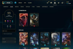 Conta Unranked com 65 Champs e 33 Skins + 9 Cromas - League of Legends LOL