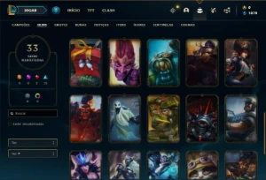 Conta Unranked com 65 Champs e 33 Skins + 9 Cromas - League of Legends LOL