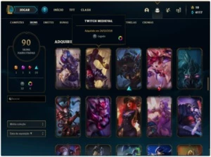 Conta Ouro 4 Com Twitch medieval + Warwick Selvagem (raras) - League of Legends LOL
