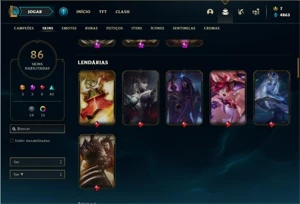 Conta prata 3 com 128 Champs e 86 Skins + 2 Prestigios - League of Legends LOL