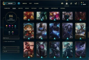Conta prata 3 com 128 Champs e 86 Skins + 2 Prestigios - League of Legends LOL
