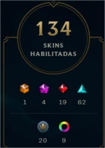 Diamond 2 / 134 Skins / Espólios / 135 champs - League of Legends LOL