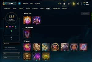 Conta unranked com 90 Champs e 93 Skins + 400 RP - League of Legends LOL