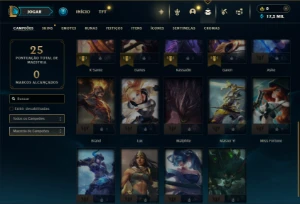 Mestre com 24 Champs e 1 Skin + 9 Fragmentos - League of Legends LOL