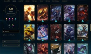 Vendo conta de lol que terminou a Season D1 70 skins - League of Legends
