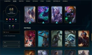 Vendo conta de lol que terminou a Season D1 70 skins - League of Legends