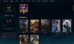 Vendo conta de lol que terminou a Season D1 70 skins - League of Legends