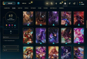 Conta Unranked com 66 Champs e 62 Skins ( MAIN SUP / ADC ) - League of Legends LOL