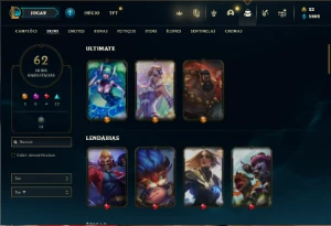 Conta Unranked com 66 Champs e 62 Skins ( MAIN SUP / ADC ) - League of Legends LOL