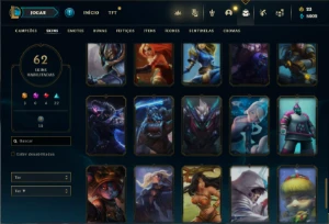 Conta Unranked com 66 Champs e 62 Skins ( MAIN SUP / ADC ) - League of Legends LOL