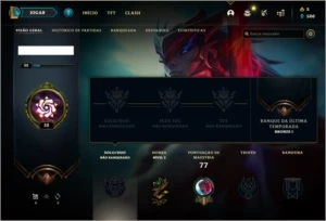Conta unranked (ex bronze 1) com 30 champs e 1 skin - League of Legends LOL