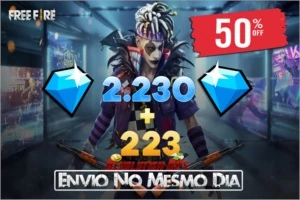 2.230 DIAMANTES FREE FIRE + 223 DE BÔNUS 💎