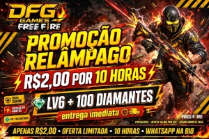 🔥 PROMOÇÃO 10 HORAS - R$2,00 - LV6 + 100 DIMAS - Free Fire