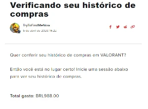 Conta Valorant Quase 1k Gasto (988,00)