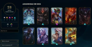 Conta do lol upada manualmente com 110 skin para habilitar - League of Legends