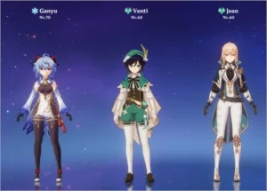Conta com Ganyu, Venti, Jean + arco de amos - Genshin Impact