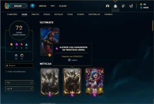 Conta prata 4 com 121 Champs e 72 Skins + 2 Prestigios - League of Legends LOL