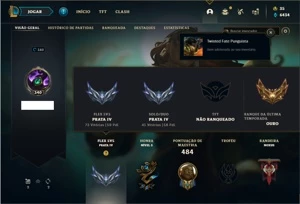 Conta prata 4 com 121 Champs e 72 Skins + 2 Prestigios - League of Legends LOL