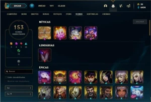Conta prata 4 com 121 Champs e 72 Skins + 2 Prestigios - League of Legends LOL