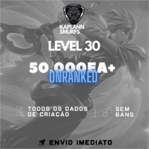 CONTA UNRAKED 50.000 ~ 60.000 DE ESSÊNCIA AZUL - League of Legends LOL
