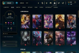 Platina 3 com 80 Champs e 69 Skins + 22 Espolios - League of Legends LOL