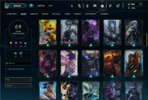 Platina 3 com 80 Champs e 69 Skins + 22 Espolios - League of Legends LOL