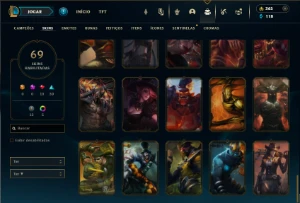 Platina 3 com 80 Champs e 69 Skins + 22 Espolios - League of Legends LOL