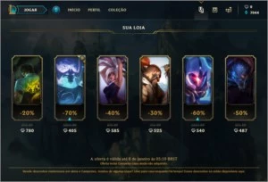 CONTA LOL MD5 P/ PLATINA - COM 28 CHMPs e 4 SKINS ÉPICAS - League of Legends