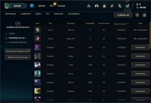 Conta ouro 4 com 23 Champs e 13 Fragmentos de skins - League of Legends LOL