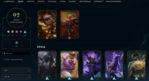 Conta League of Legends Full Acesso - 155 Champs e 92 Skins LOL