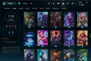 Bronze 4 com 130 Champs e 118 Skins - League of Legends LOL