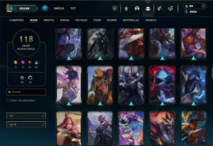 Bronze 4 com 130 Champs e 118 Skins - League of Legends LOL