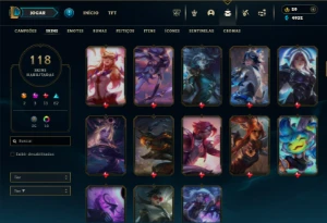 Bronze 4 com 130 Champs e 118 Skins - League of Legends LOL